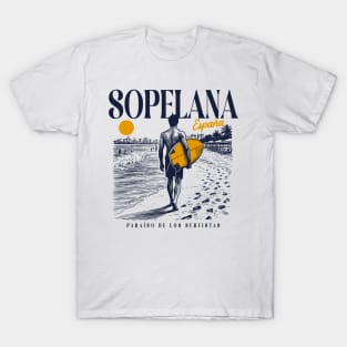 Vintage Surfing Sopelana, Spain // Retro Surfer Sketch // Surfer's Paradise T-Shirt